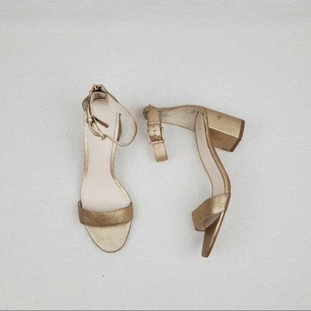 Cole Haan Metallic Gold Block Heel Sandals